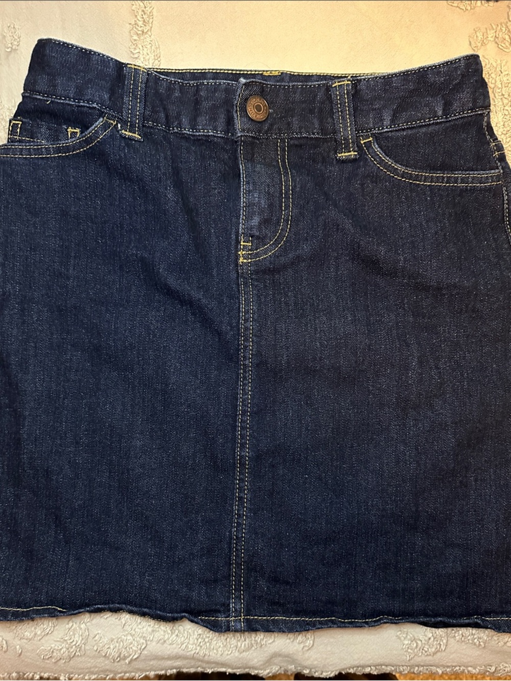 Tommy Hilfiger Dark Blue Denim Mini Skirt with Contrast Stitching